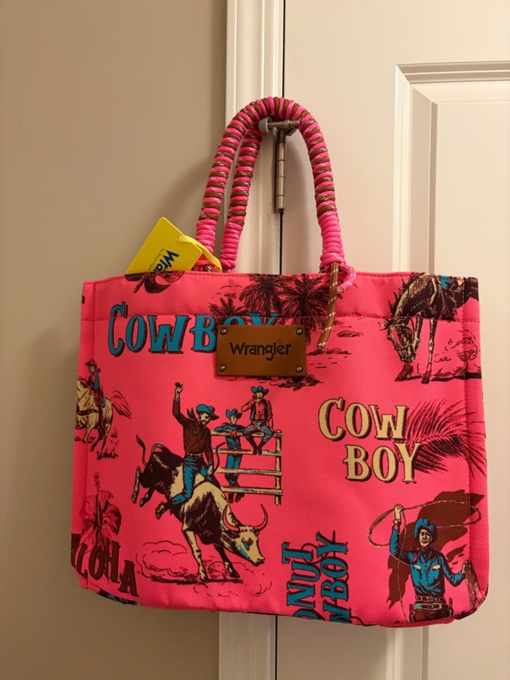 Wrangler Hot Pink Western Print Tote Bag